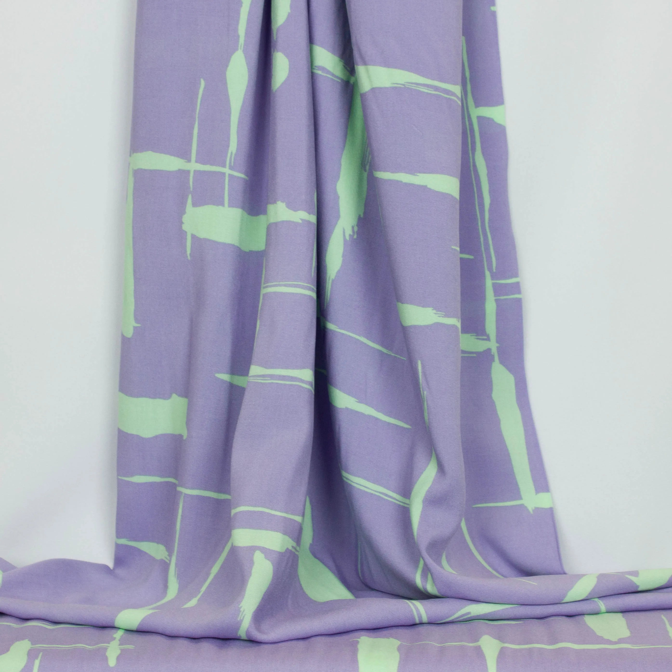 Viscose licht paars met munt strepen